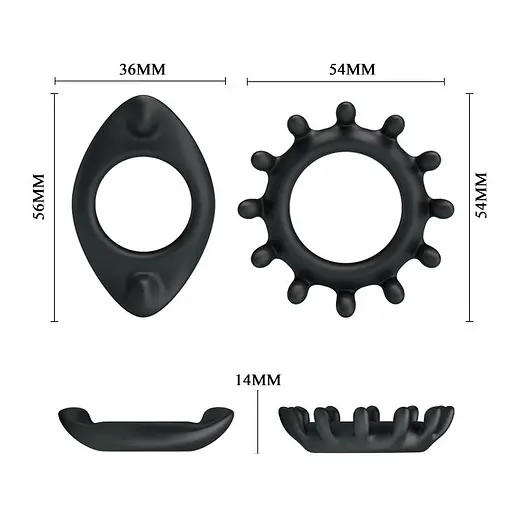 Набір ерекційних кілець Baile Ring, 2 шт (чорний) - фото 4