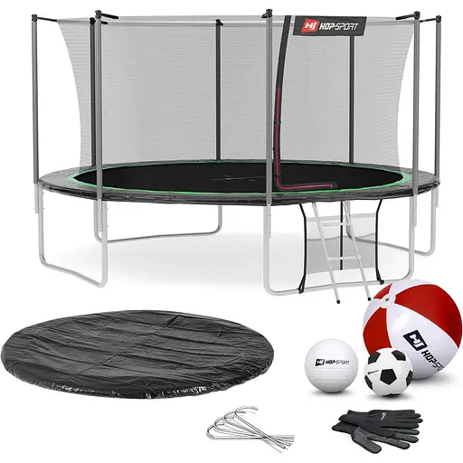Батут Hop-Sport 14ft (427см) чорно-зелений з внутрішньою сіткою - фото 4