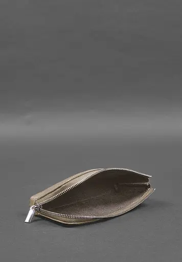 Кожаный портмоне-купюрник на молнии 14.0 светло-бежевый - фото 6