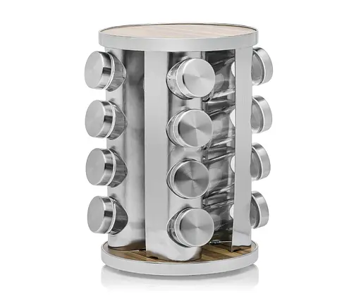 Органайзер набір для спецій на підставці, що обертається, Edenberg EB-18004 16 ємностей для зберігання спецій Сірий - фото 1