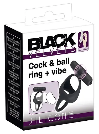 Виброкольцо Black Velvets Cock & Ball Ring 7 см черный - фото 9