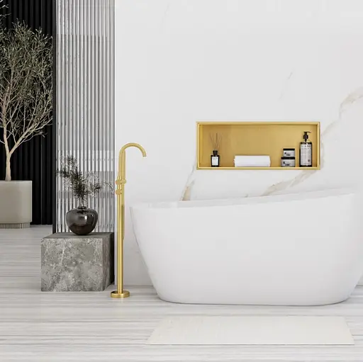 Вбудована полиця Rea 30x60 brushed gold з обідком REA-05608, Золотий - фото 4