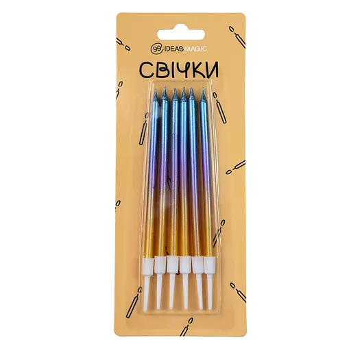 Свечи для торта радуга 6 шт 11 см
