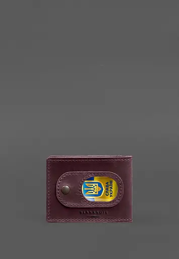 Кожаная обложка для удостоверения участника боевых действий с карманом для жетона бордовая Crazy Horse - фото 5