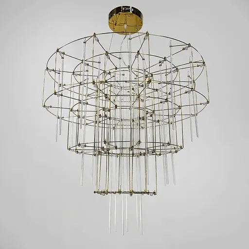 Невесомая золотая трехъярусная люстра Ø 80 см Ст. MJ205-800 Titanium | Line F - фото 10