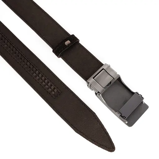 Ремінь замшевий чоловічий на автоматі JK-3430 (125 см) коричневий - фото 3