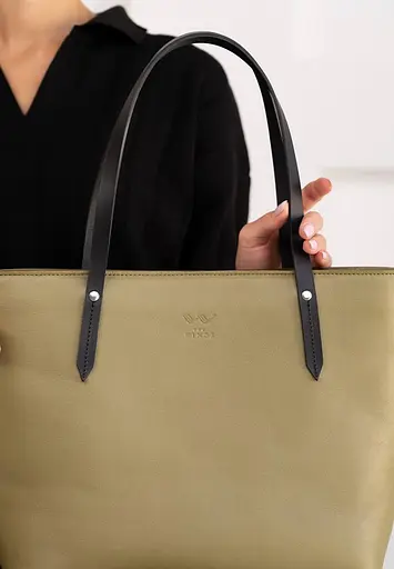 Шкіряний шоппер Walker Mini оливковий краст - фото 7