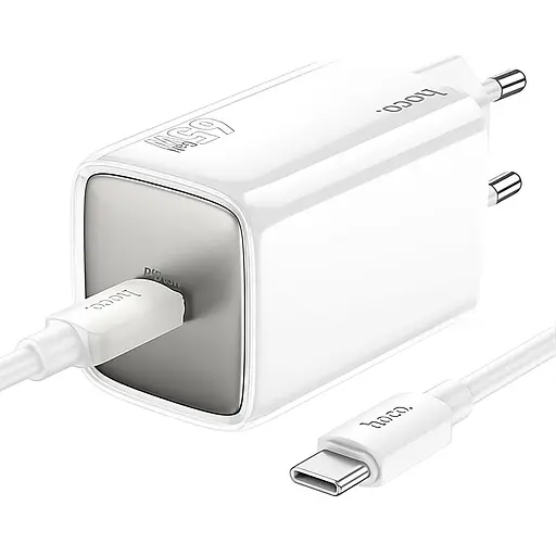 Зарядное устройство Hoco N48 GaN 65W PD QC3.0 с кабелем Type-C to Type-C белый