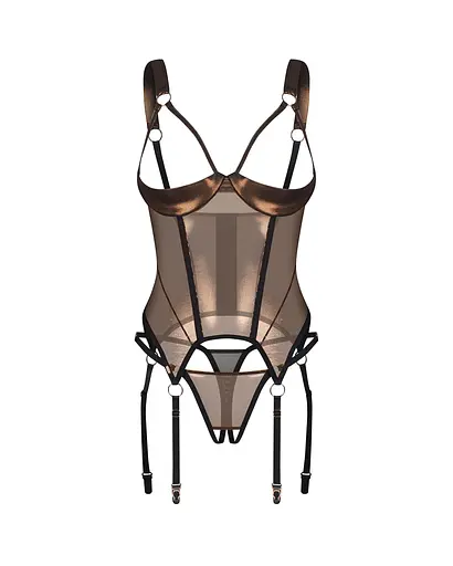 Корсет Obsessive Soranna S/M (бронзовий) - фото 5