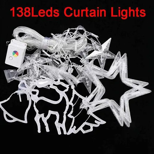 Гірлянда кімнатна штора Sun Lamp бахрома Cristmas 138 led 2.5 м ширина - фото 3