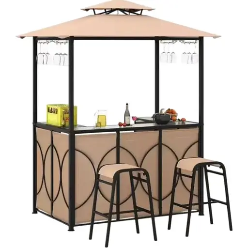 Беседка Costway Naro с 2 барными стульями бежевый