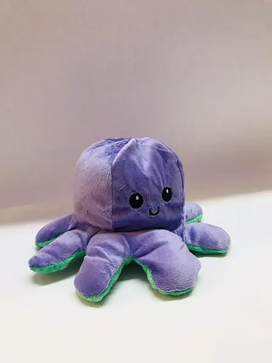 М'яка іграшка перевертень Восьминіг двосторонній Веселий-сумний фіолетовий і зелений - фото 2