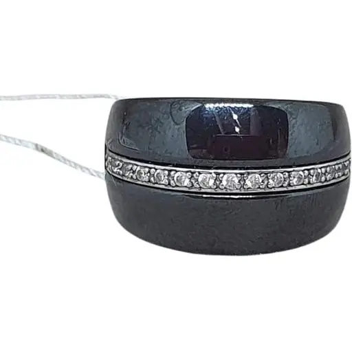 Серебряное кольцо Aurora с керамикой и фианитами. С1107Ч 16,5