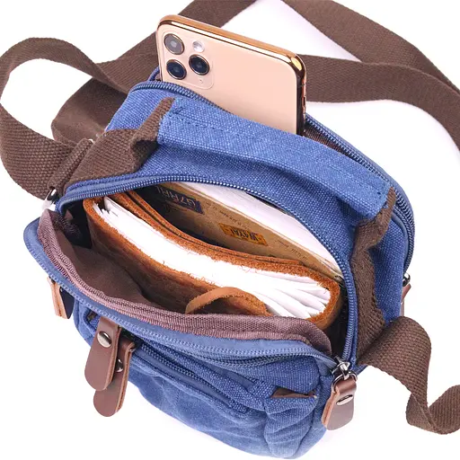 Практична чоловіча сумка із щільного текстилю 15х20х8 см Vintage 15х20х8 см sum0021437 - фото 5