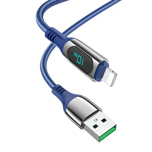 Кабель Hoco S51 с дисплеем USB to Lightning 1,2 м синий - фото 1