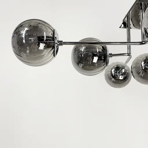 Сучасна стельова люстра в хромі на 8 графітових плафонів Line.F 2693/8 (new) CH+GR - фото 3