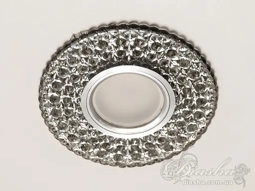 Роскошный, хрустальный, точечный светильник в гипсокартон со встроенным. - фото 2