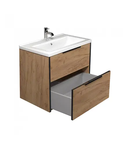 Тумба Мойдодир Line Craft 70 з умивальником Cosmo 70 дуб крафт/Чорний - фото 2