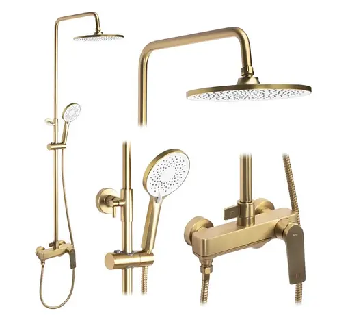 Душова система Rea Avalon brushed gold з виливом REA-P2400, Золотий - фото 3