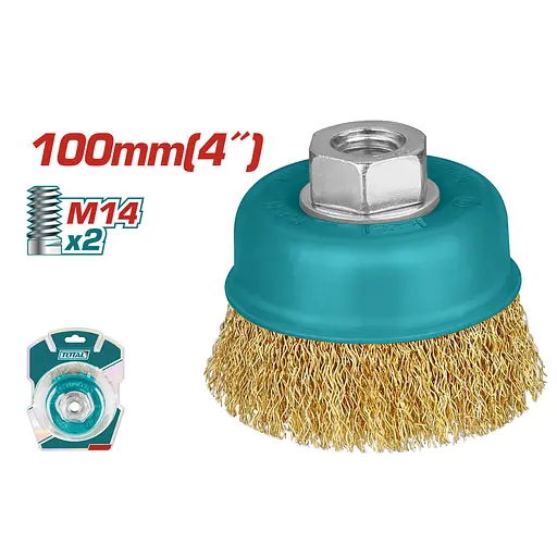 Щетка чашечная проволочная Total 100 мм для КШМ М14 (TAC31041)