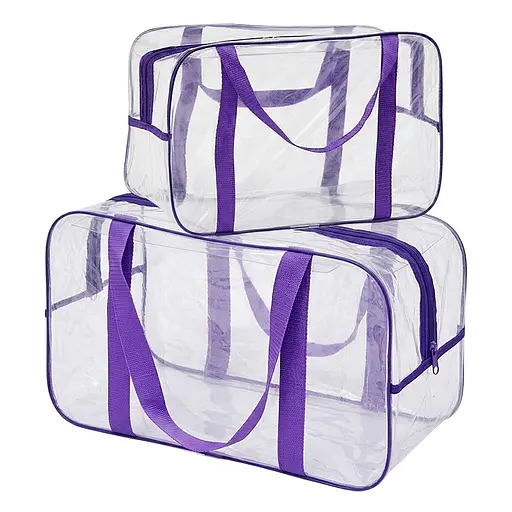 Набор прозрачных сумок в роддом: размер S 30х20х15 см + размер М 40х25х20 см (розовые) - фото 1