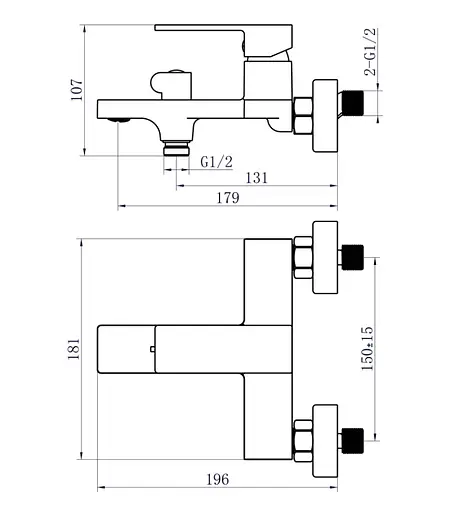 Смеситель для ванны Qtap Gemini QTGEM259BLM45682 Black Matt - фото 5