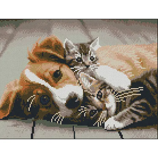 Алмазная мозаика Strateg ПРЕМИУМ Пушистые друзья без подрамника размером 30х40 см (ZAV3040-14) - фото 1