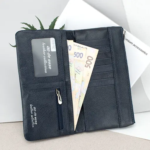 Гаманець жіночий шкіряний De Esse LC89008-F9947 на магнітах темно-синій - фото 2