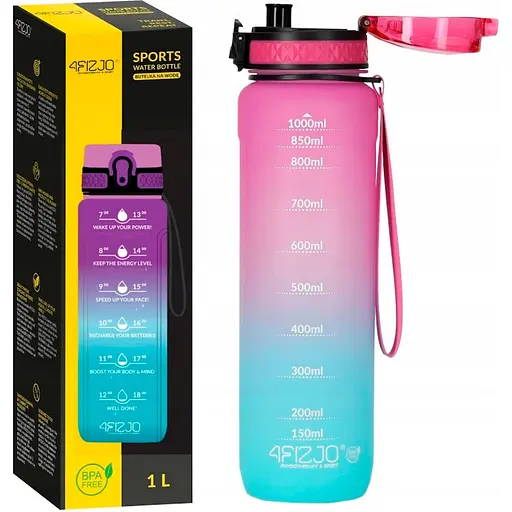 Пляшка для води 4FIZJO спортивна 1000 мл 4FJ0630 Pink/Sky Blue (P-5905973400770) - фото 1