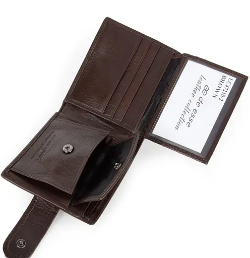 Портмоне мужское кожаное De Esse LC47210-92 на кнопке коричневое - фото 5