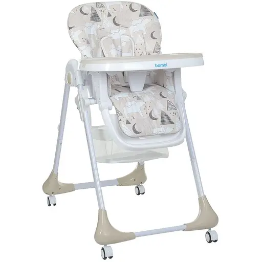 Мягкий стульчик для кормления Bambi M 3233 Mommy Bear Beige с корзинкой для игрушек