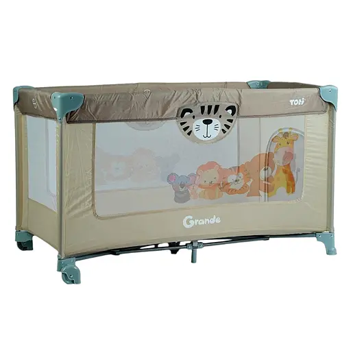 Манеж Toti T-04011 с москитной сеткой и колесами для легкого перемещения коричневый
