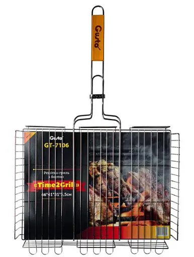Решетка для гриля барбекю Gusto GT-7106 Time2Grill с ручкой из дерева для мангала 66х41х5,5 см - фото 1