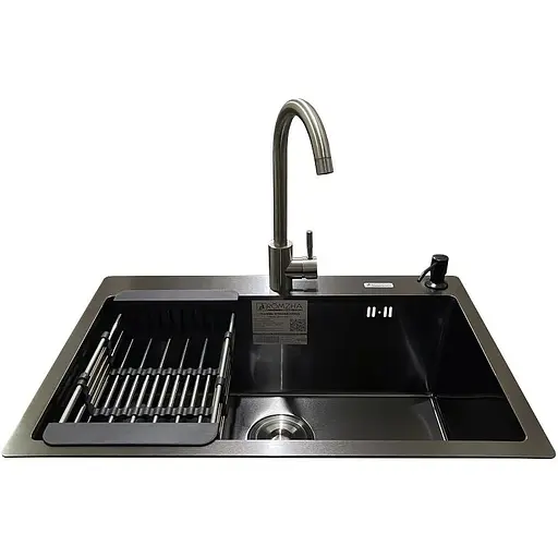 Комплект мойка + смеситель Romzha Arta U-600S BL(A) - фото 2