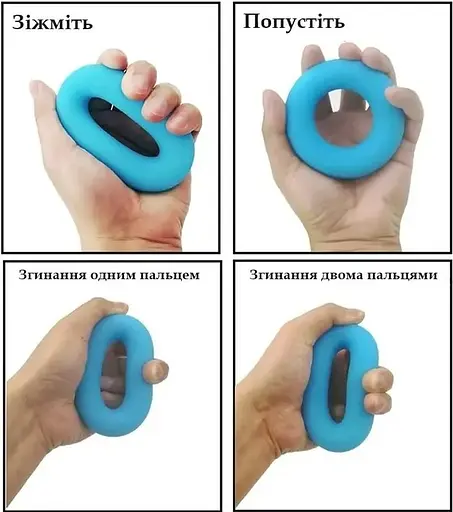 Еспандер кістьовий PowerPlay силіконовий PP-4324 Hand Grip Ring Light 15 кг Блакитний (PP_4324_15kg) - фото 5