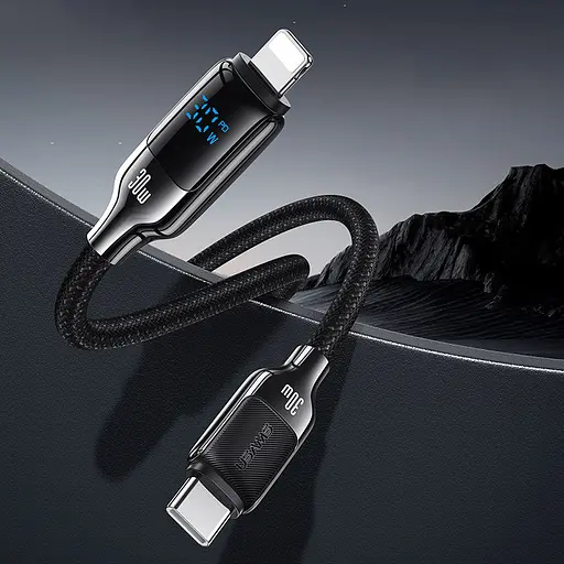 Дата кабель Usams US-SJ741 Digital Display HX Ser. Type-C to Lightning 30W (1.2m) Tarnish - фото 2