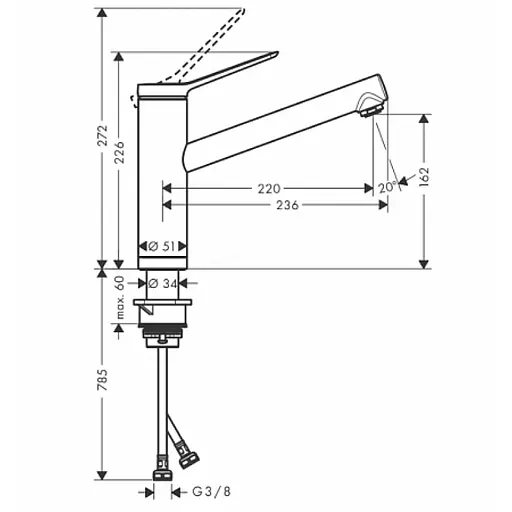 Смеситель для кухни Hansgrohe Zesis M33 160 1jet хром 74805000 Хром - фото 3
