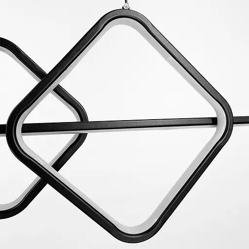 Видовжена чорна LED люстра з 2 світлодіодними ромбами та 2 плафони Line.F Довжина 120 см - фото 5