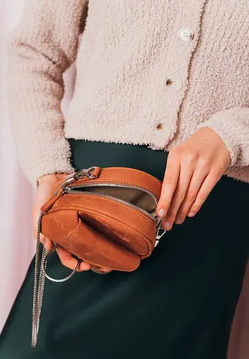 Міні-сумка Kroha коньячна вінтажна - фото 5