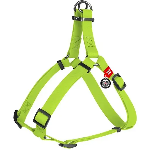 Шлейка для собак Waudog Waterproof водостойкая с QR паспортом, металлическая пряжка-фастекс салатовая