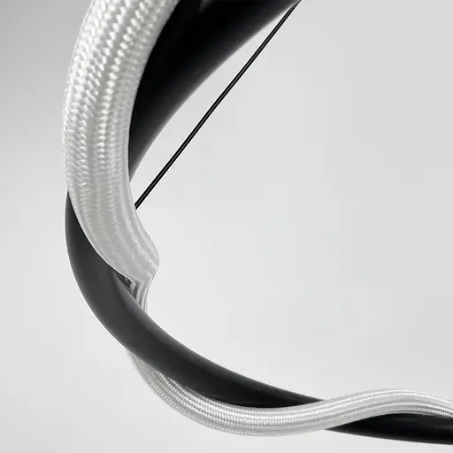 Люстра с двумя черными кольцами и оплетенным неоном Ø 80+60 см | Ст. JU 25-600+800 BK | Line F - фото 5