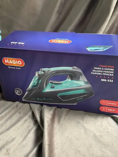 Прасувальна праска Magio MG-533 з керамічним покриттям підошви 2600Вт і вертикальним відпарюванням Сірий/Блакитний - фото 6