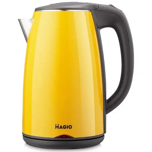 Електрочайник Magio МG-976, жовтий, 1800W, 1.7 л, дисковий, нержавіюча сталь, автоматичне відключення під час закипання - фото 1