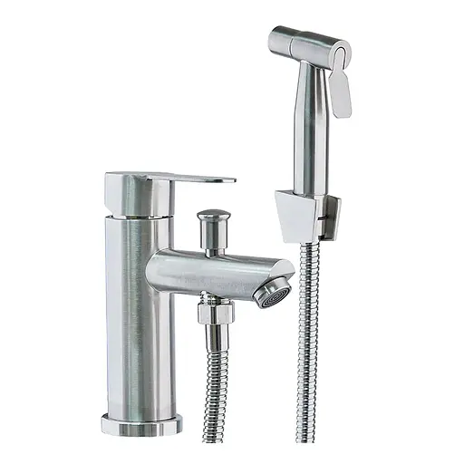 Змішувач для умивальника з гігієнічним душем Mixxus DAX-001-SH нержавіюча сталь MI6072, Нержавіюча сталь - фото 1