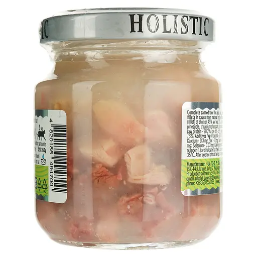 Вологий корм для котів Basttet`o Holistic мікс курка з яловичиною в соусі 130 г скло - фото 6