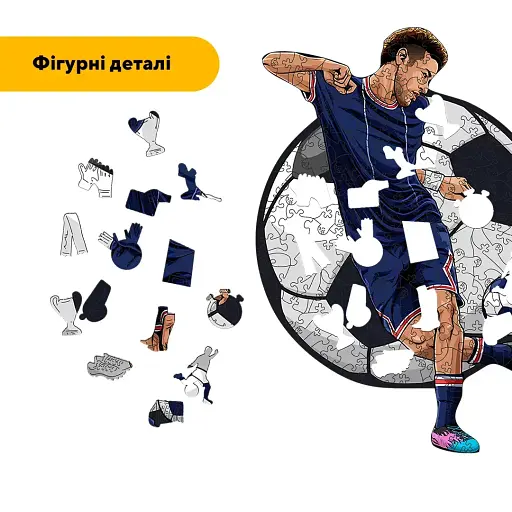 Дерев'яний фігурний пазл Неймар, А4, Дерев'яна коробка 100 елементів - фото 3