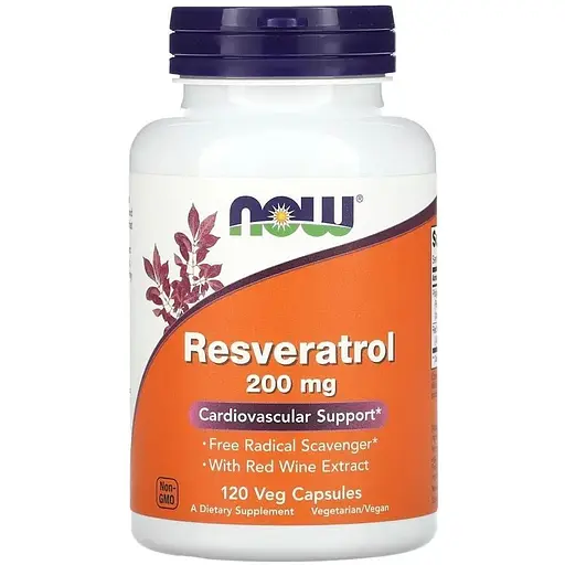 Натуральная добавка NOW Resveratrol 200 mg, 120 вегакапсул