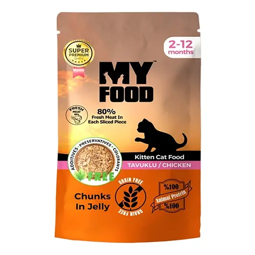 Вологий корм Hermos My Food Для кошенят шматочки в желе з куркою 85 г