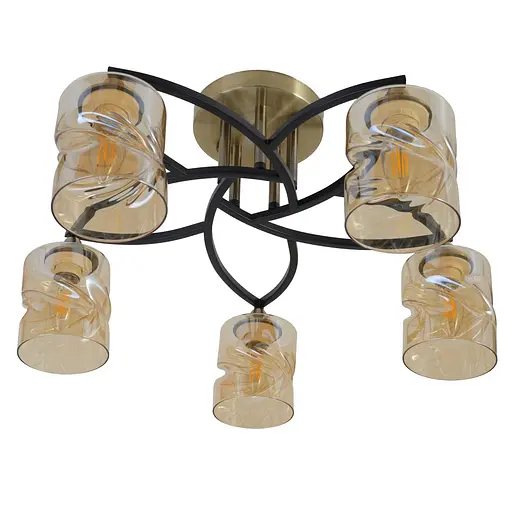 Люстра стельова Brille класична в зал E27 60W AB+BK (LK-664C/5)