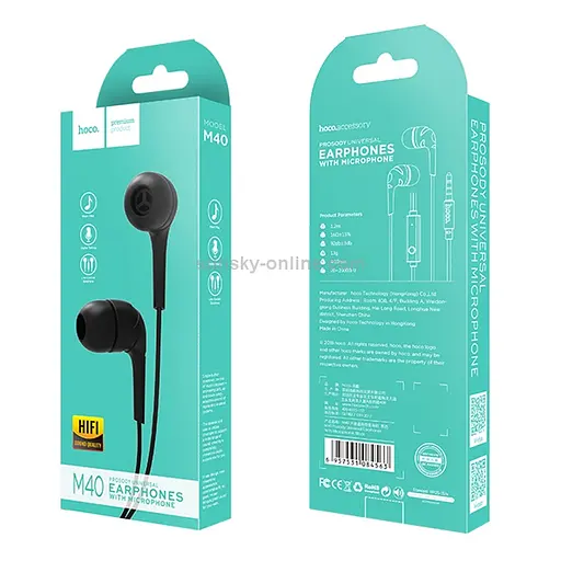 Дротові навушники Hoco M40, 3.5mm, 1.2m, Чорний - фото 5